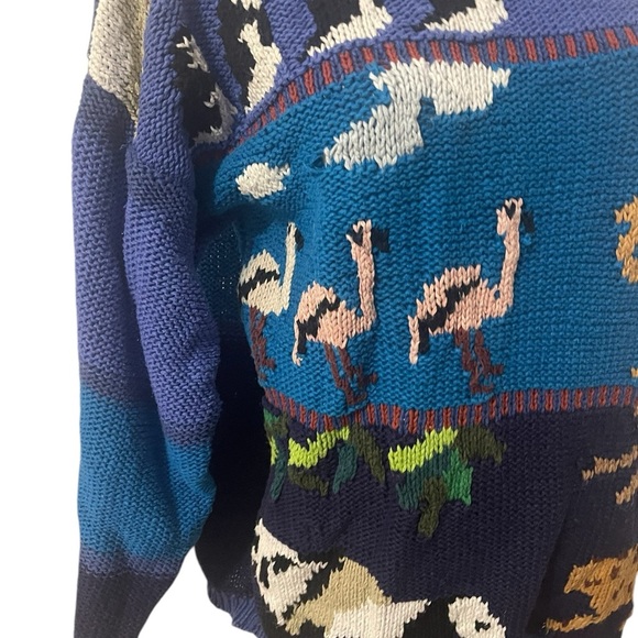 Vintage 20 Ans handmade knit sweater Blue Size Large RARE - Picture 4 of 16